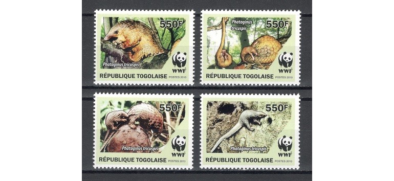 TOGO 2010 - FAUNA WWF - SERIE DE 4 TIMBRE - NESTAMPILATA - MNH / fauna622